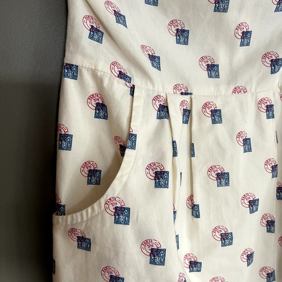 Anthropologie Girls from Savoy Sincerely Paris Halter Dress Sz 0 Cream Blue Red - Picture 9 of 16